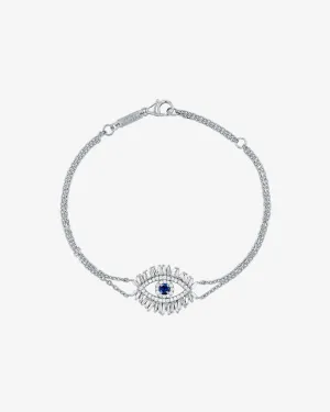 Evil Eye Midi Dark Blue Sapphire Half Pavé Bracelet