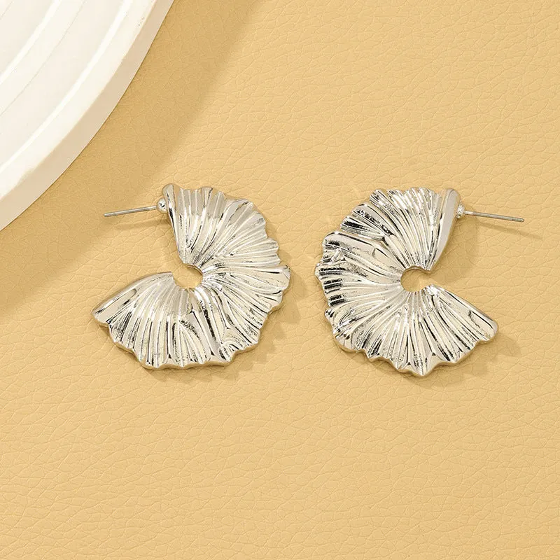 Floral Metal Textured Earrings - Elegant Vienna Verve Collection