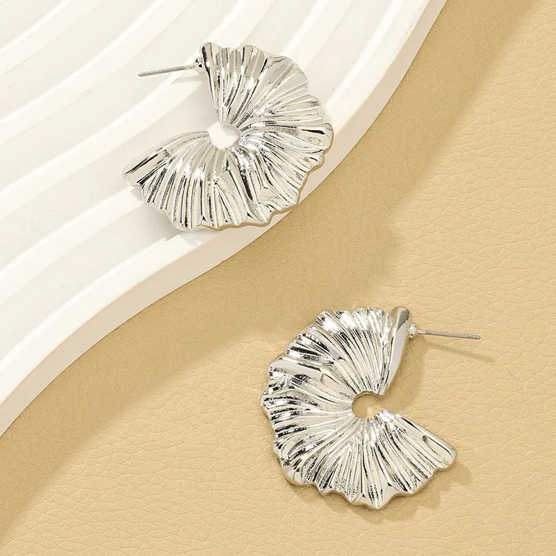 Floral Metal Textured Earrings - Elegant Vienna Verve Collection