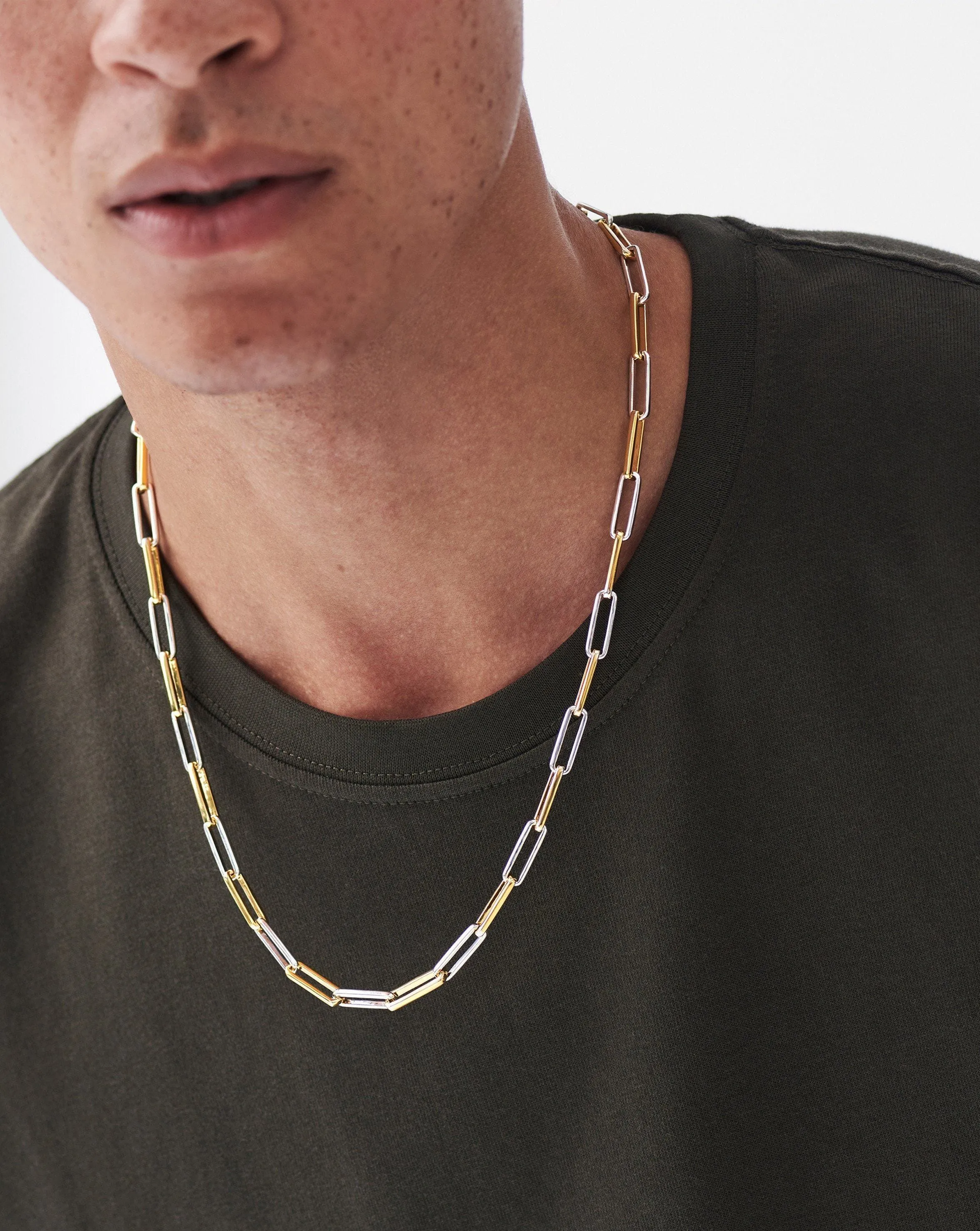 Fused Two Tone Chain Necklace | 18k Gold Vermeil/Sterling Silver