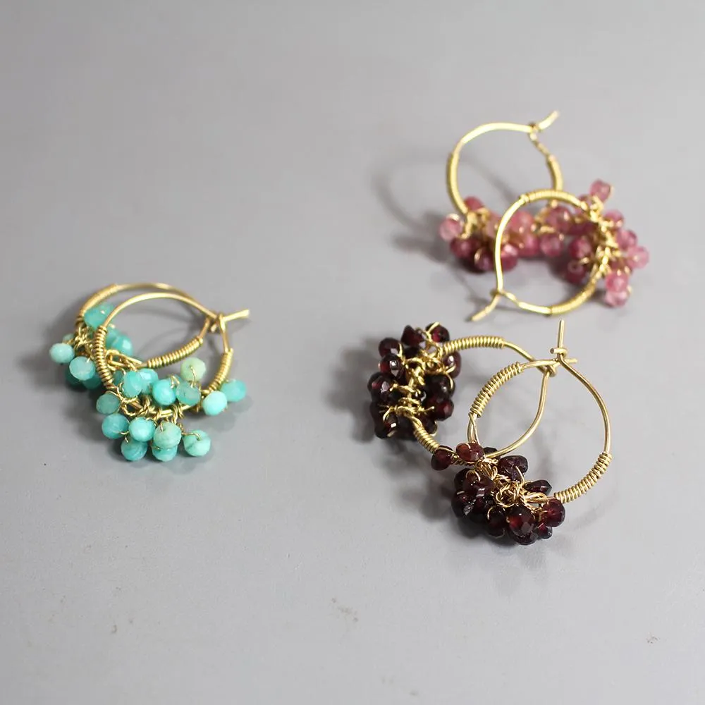 Garnet Bouquet Hoop Earrings