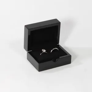 Glossy Black Modern Ring Box - Double Slot