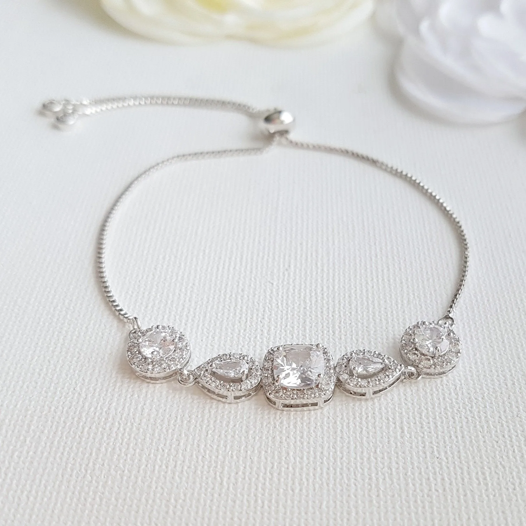 Gold & Crystal Bridal Bracelet- Gianna