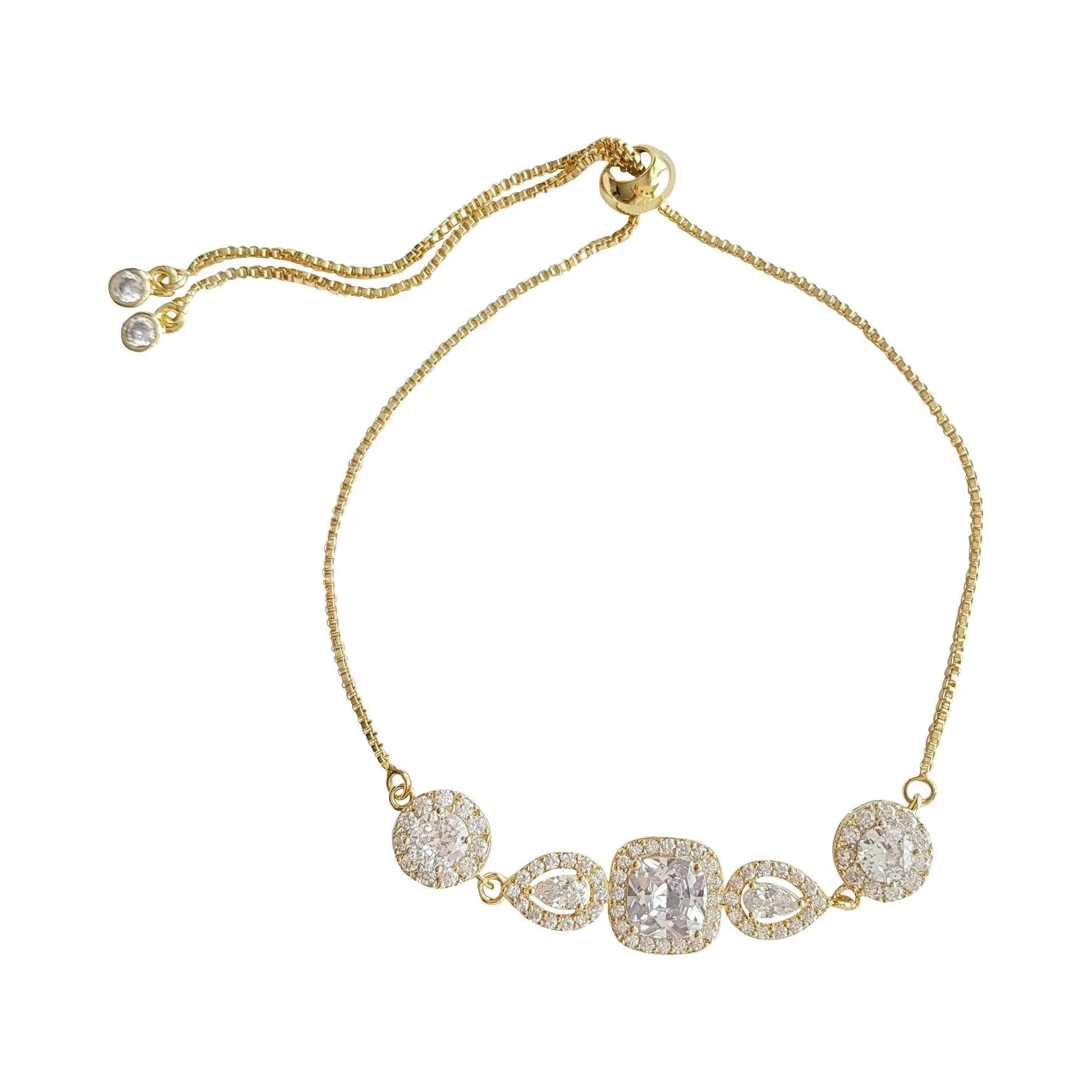 Gold & Crystal Bridal Bracelet- Gianna