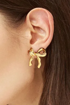 Gold Bow Stud Earrings