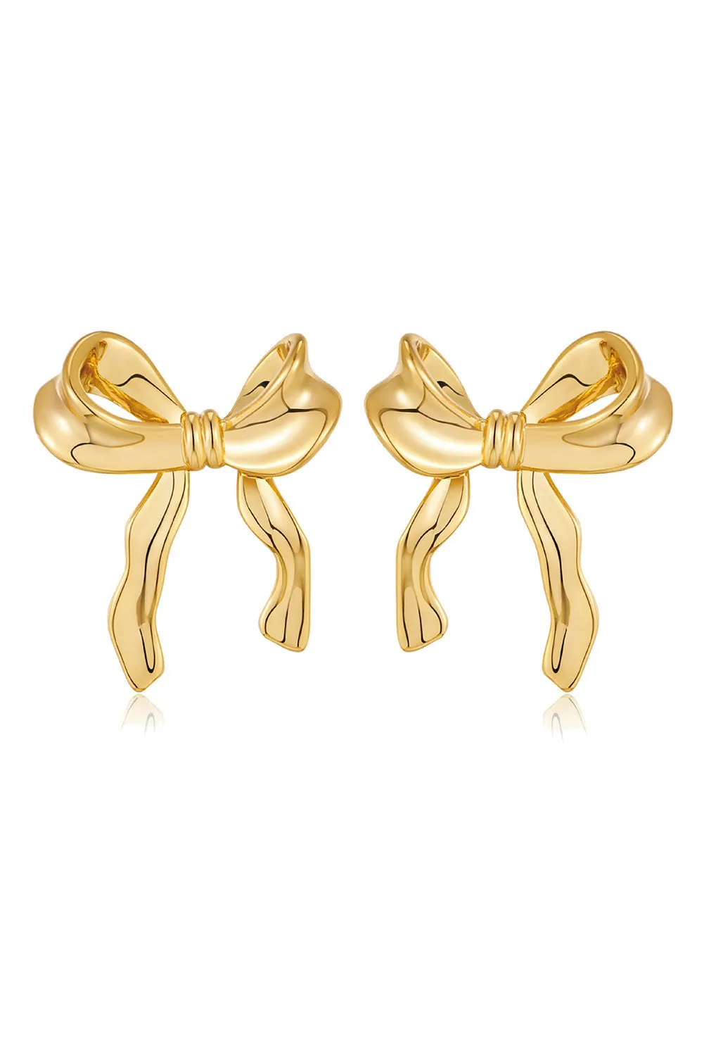 Gold Bow Stud Earrings