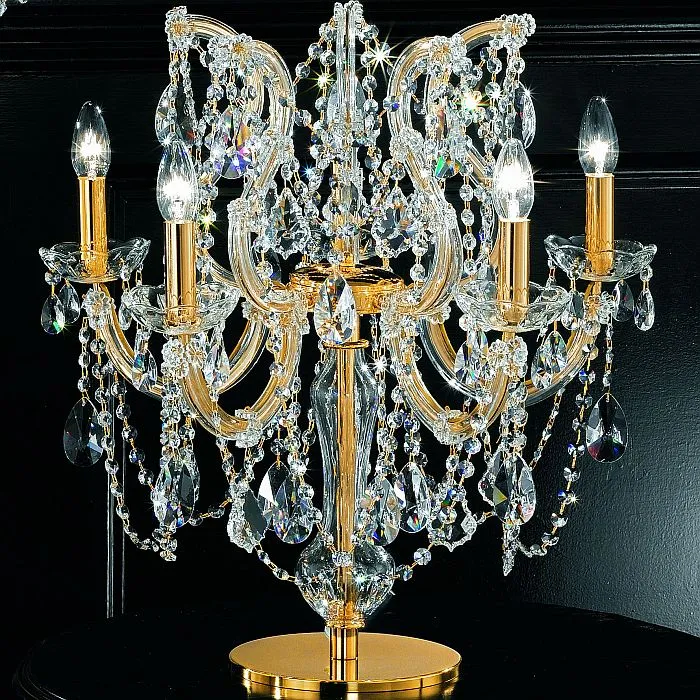 Gold Plated Crystal Chandelier Table Light