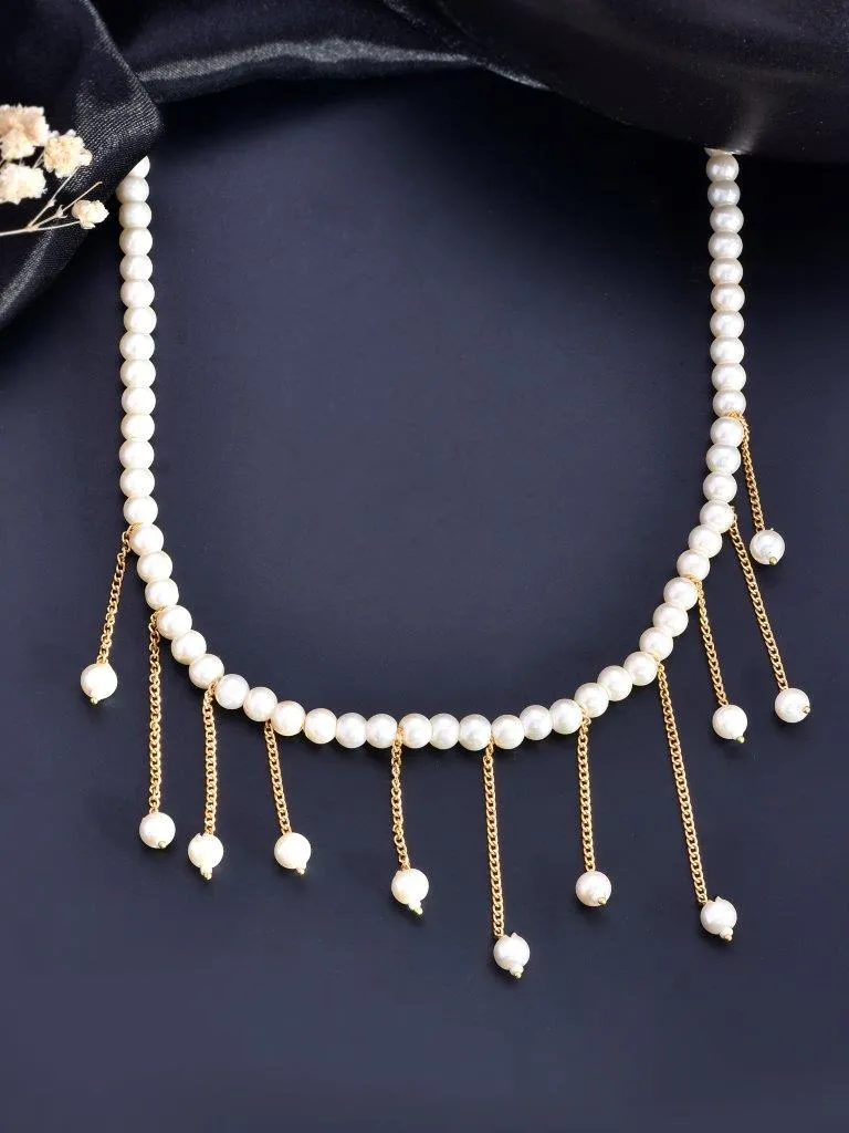 Gold Plated Pearl Beads Necklace - Voj