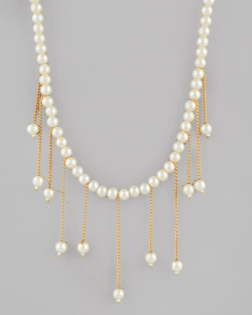 Gold Plated Pearl Beads Necklace - Voj