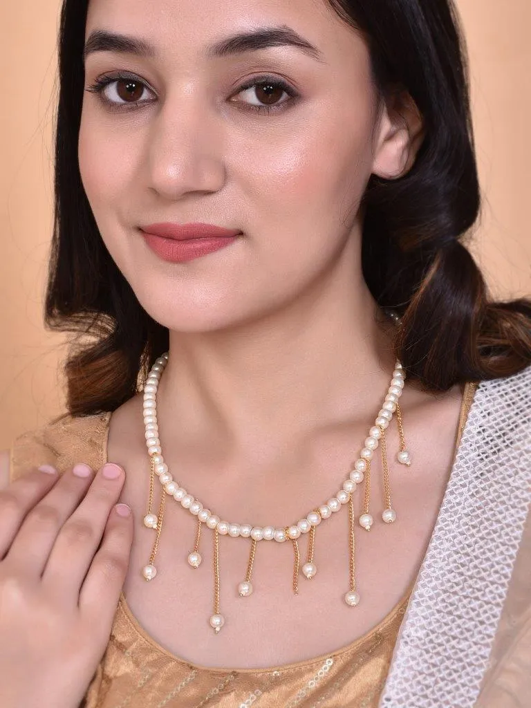 Gold Plated Pearl Beads Necklace - Voj