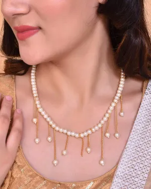 Gold Plated Pearl Beads Necklace - Voj