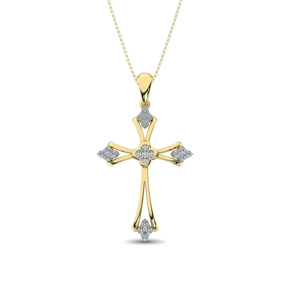 Gothic Style Diamond 1/5 Ct.Tw Cross Pendant in 10K Yellow Gold