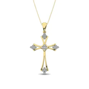 Gothic Style Diamond 1/5 Ct.Tw Cross Pendant in 10K Yellow Gold