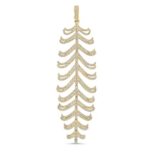 GRACEFUL DIAMOND FEATHER PENDANT, GOLD