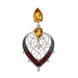 Graceful Natural Citrine and Garnet Pendant