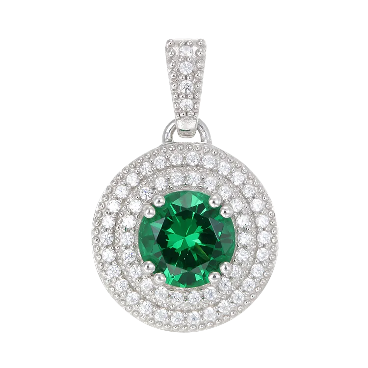 Green Alpinite Double Halo Pendant