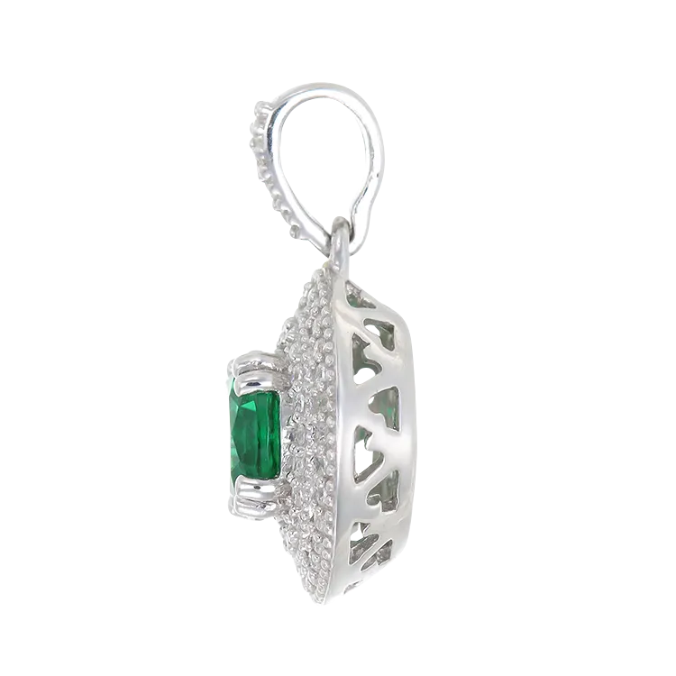 Green Alpinite Double Halo Pendant