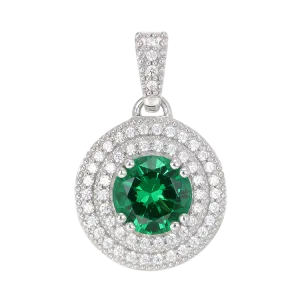 Green Alpinite Double Halo Pendant