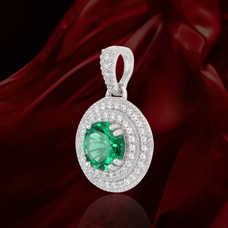 Green Alpinite Double Halo Pendant