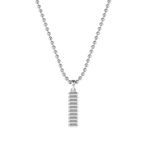 Grosgrain Tag Pendant in Silver