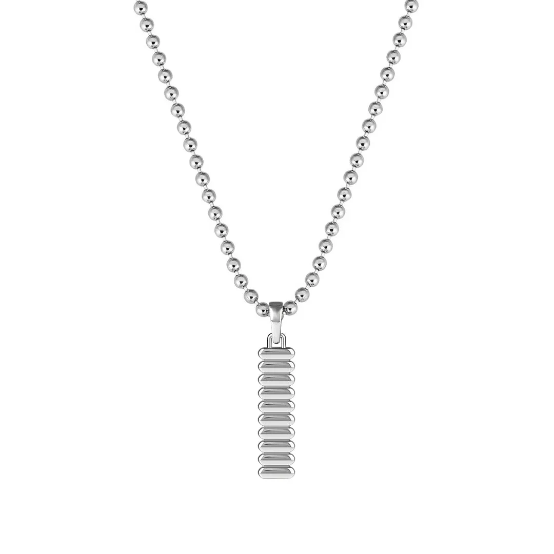 Grosgrain Tag Pendant in Silver