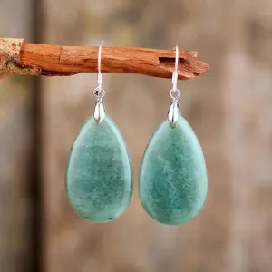 Handcrafted Aventurine & Tiger Eye Teardrop Earrings - Promote Harmony & Confidence