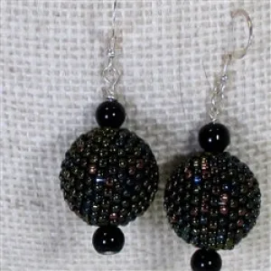 Handmade Black Beaded Bead Earrings Classic Black earrings