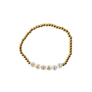 HAWAII Gold with White Beads Bracelet