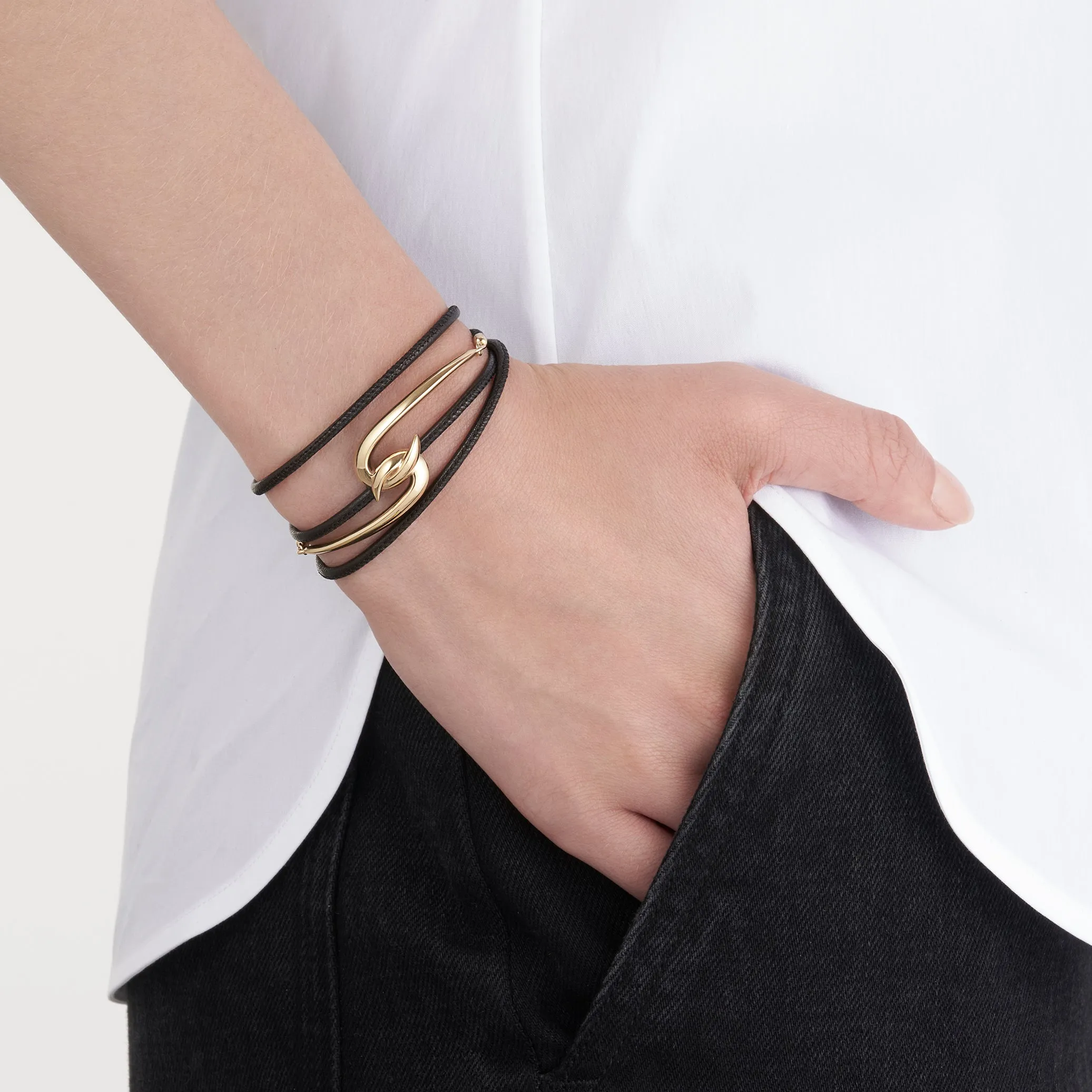 Hook Bracelet - Yellow Gold Vermeil & Leather