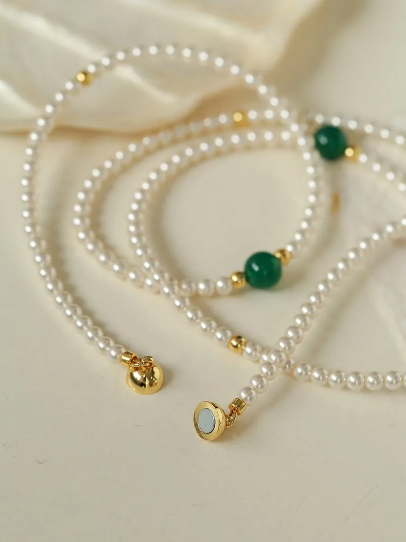 Jade Grace Green Agate Long Pearl Necklace