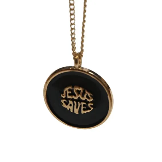 Jesus Saves Gold Plated Necklace