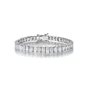 Kallie 24 Carat Emerald Cut Single Row Diamond Tennis Bracelet in 14k White Gold