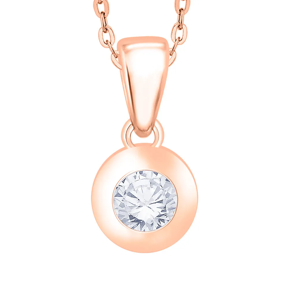 KATARINA Diamond Bezel Set Solitaire Pendant Necklace (1/3 cttw)