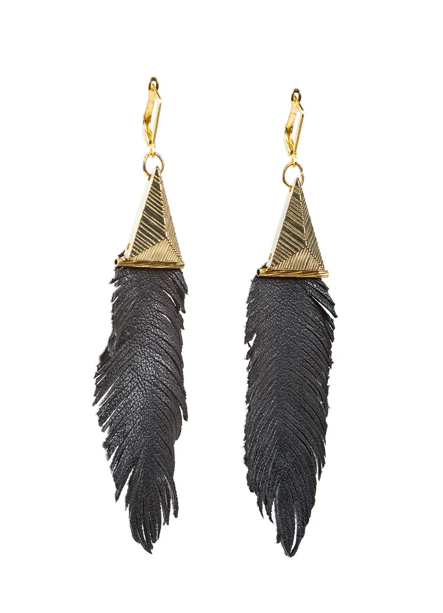 Kemarshy leather earrings - Black