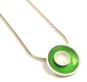 Large Enamel and Silver Target Necklace - Outer Enamel