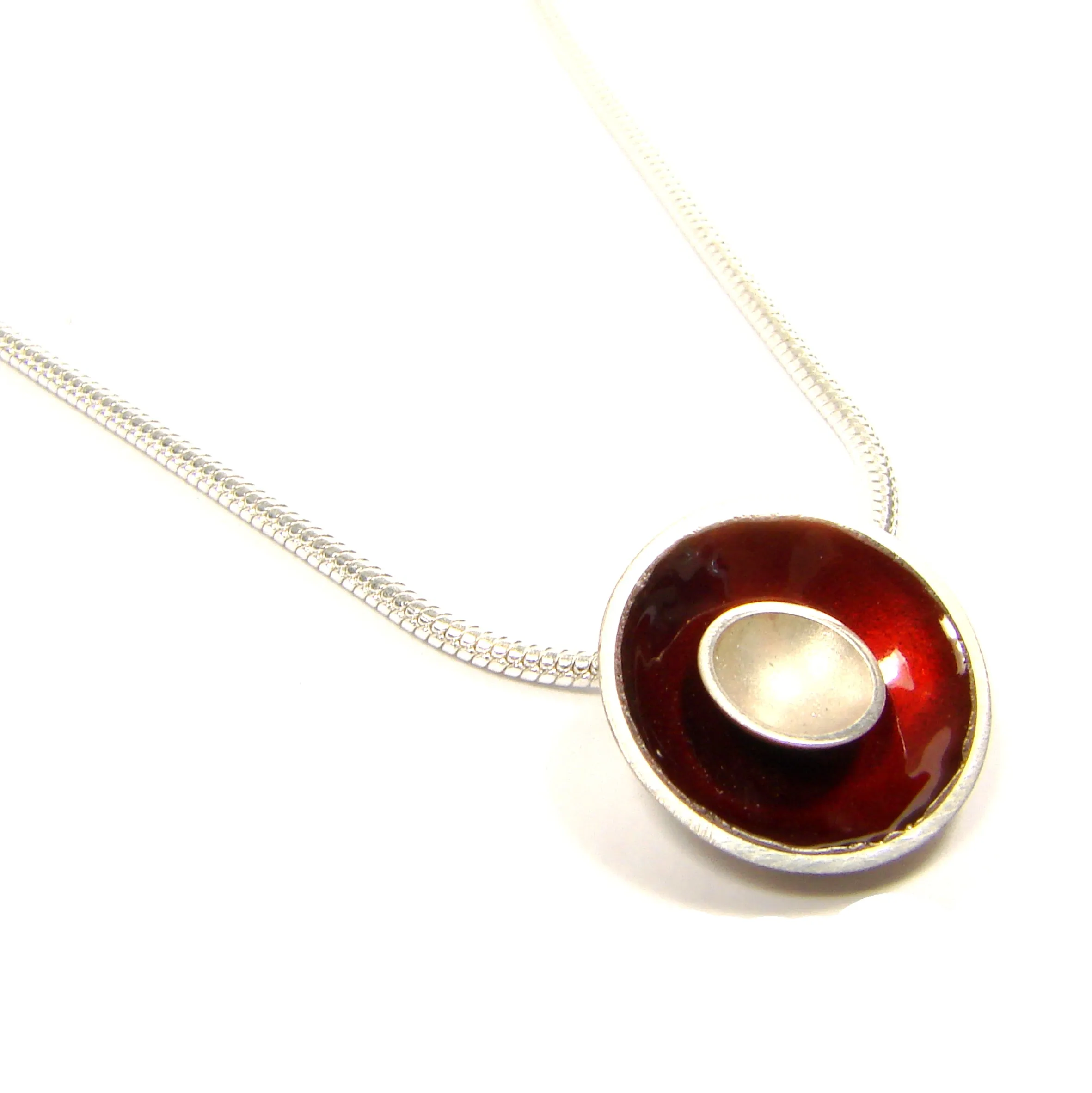 Large Enamel and Silver Target Necklace - Outer Enamel