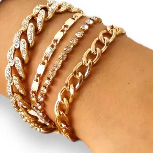 Luxurious Gold Chain Bracelet Set