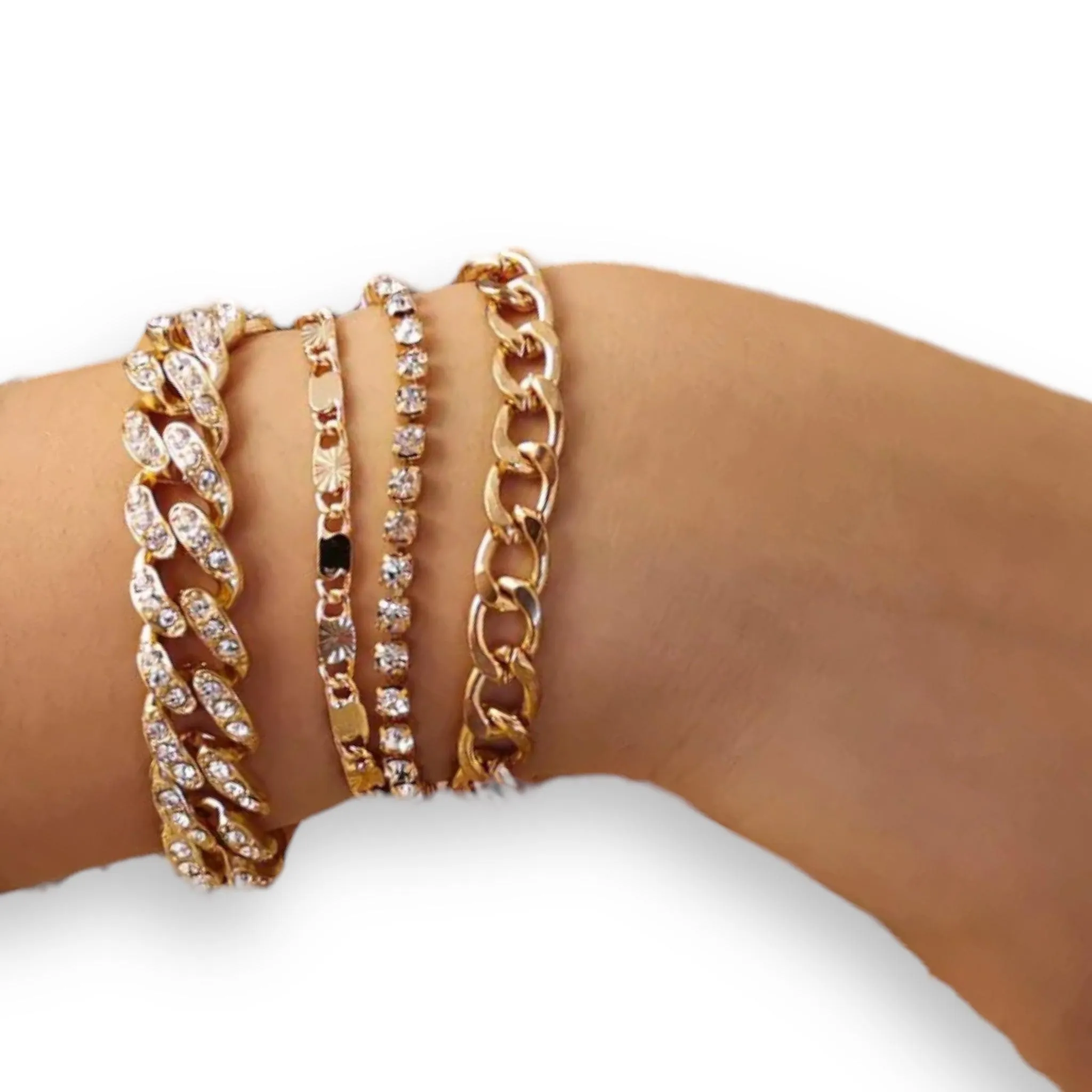 Luxurious Gold Chain Bracelet Set