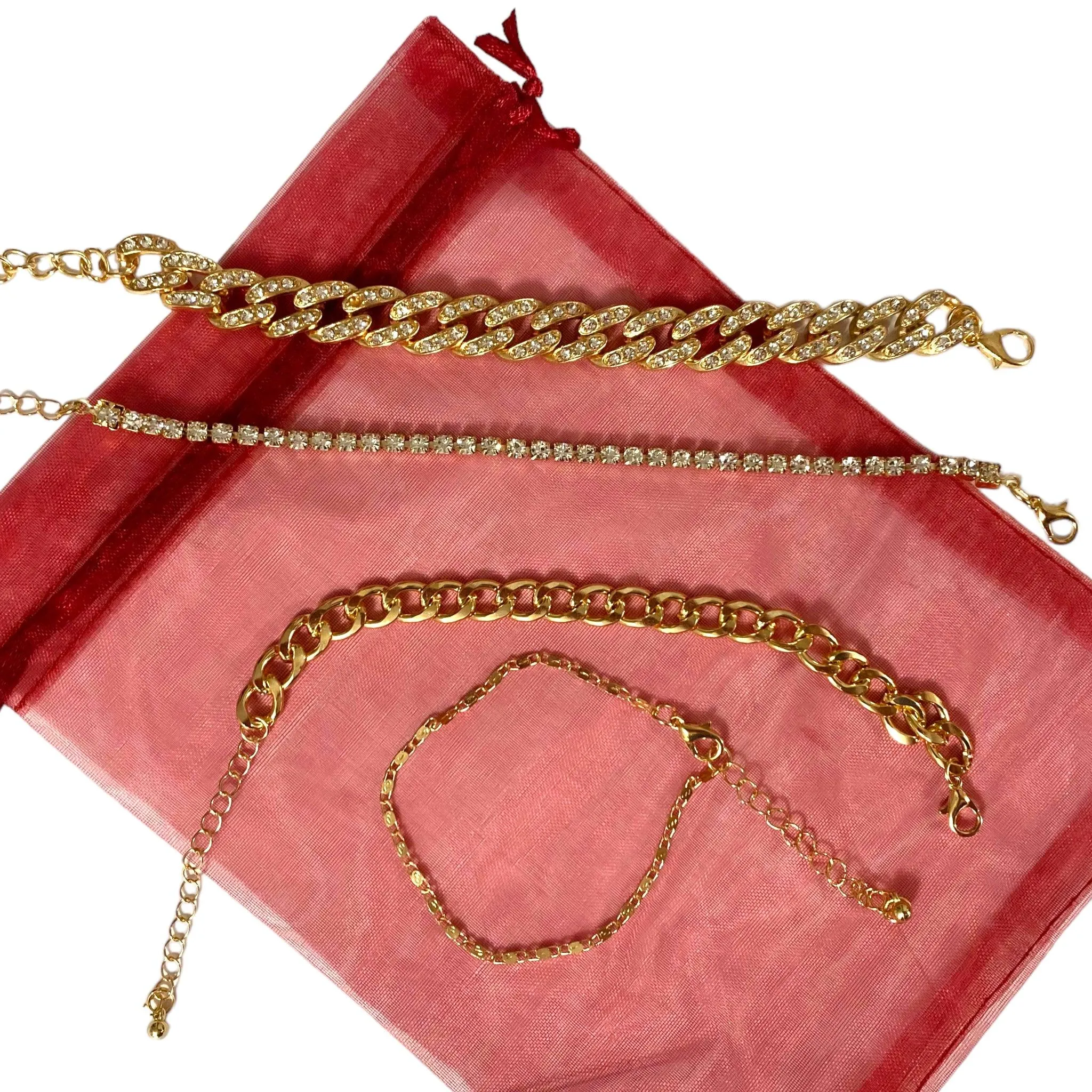 Luxurious Gold Chain Bracelet Set