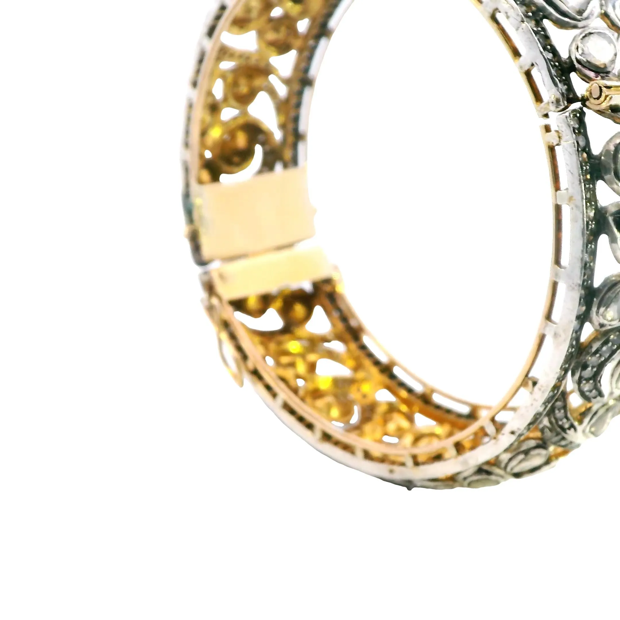 Luxurious Silver & Gold-Plated Polki Diamond Bangle - A Sparkling Masterpiece