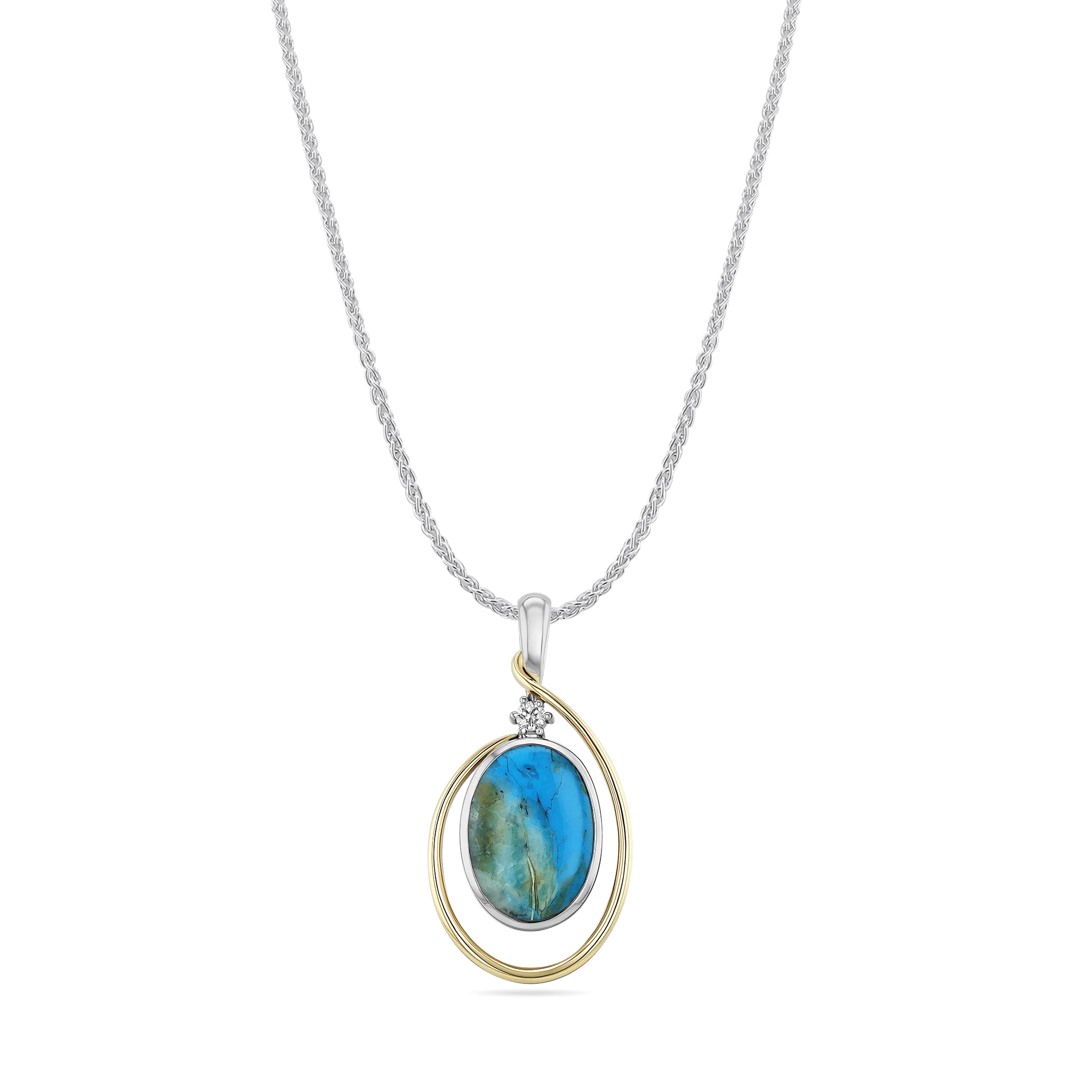 Mantaro Peruvian Opal and Diamond Pendant