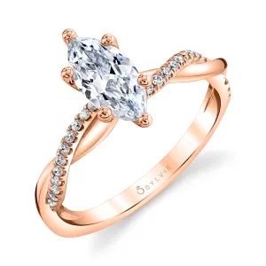 Marquise Diamond Spiral Engagement Ring - Yasmine 18k Gold Rose