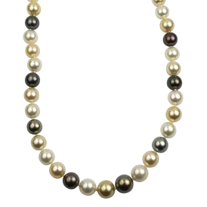 Mastoloni 18k Yellow Gold Multi-Color Pearl Strand Necklace 18"