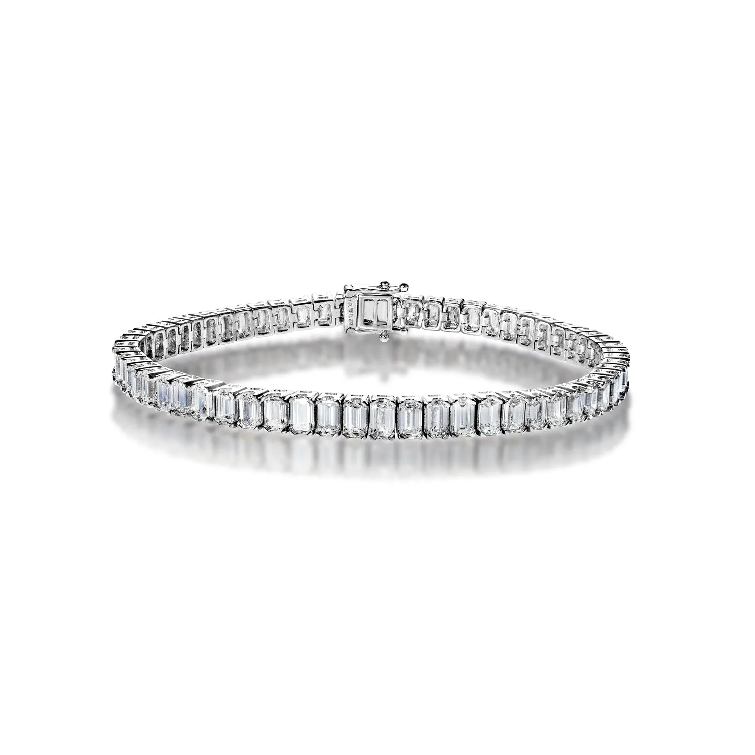 Milena 15 Carats Emerald Cut Single Row Diamond Tennis Bracelet in 14k White Gold