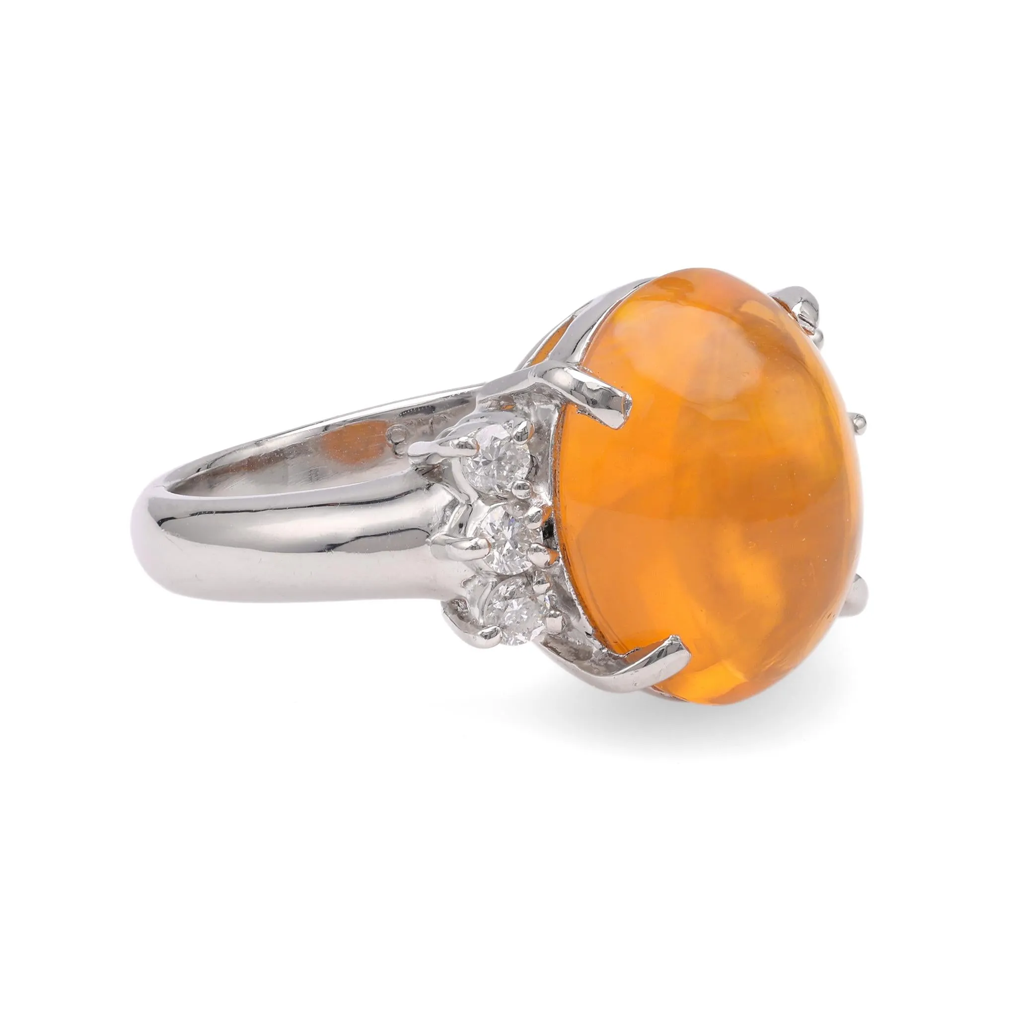 Modern 4.08 Carat Fire Opal Diamond Platinum Ring