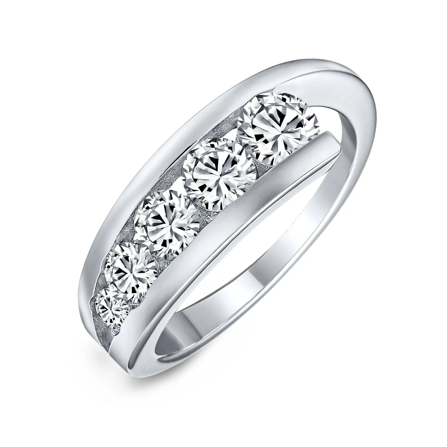 Modern Bride CZ Cocktail Statement Ring: Sterling Silver Anniversary Band