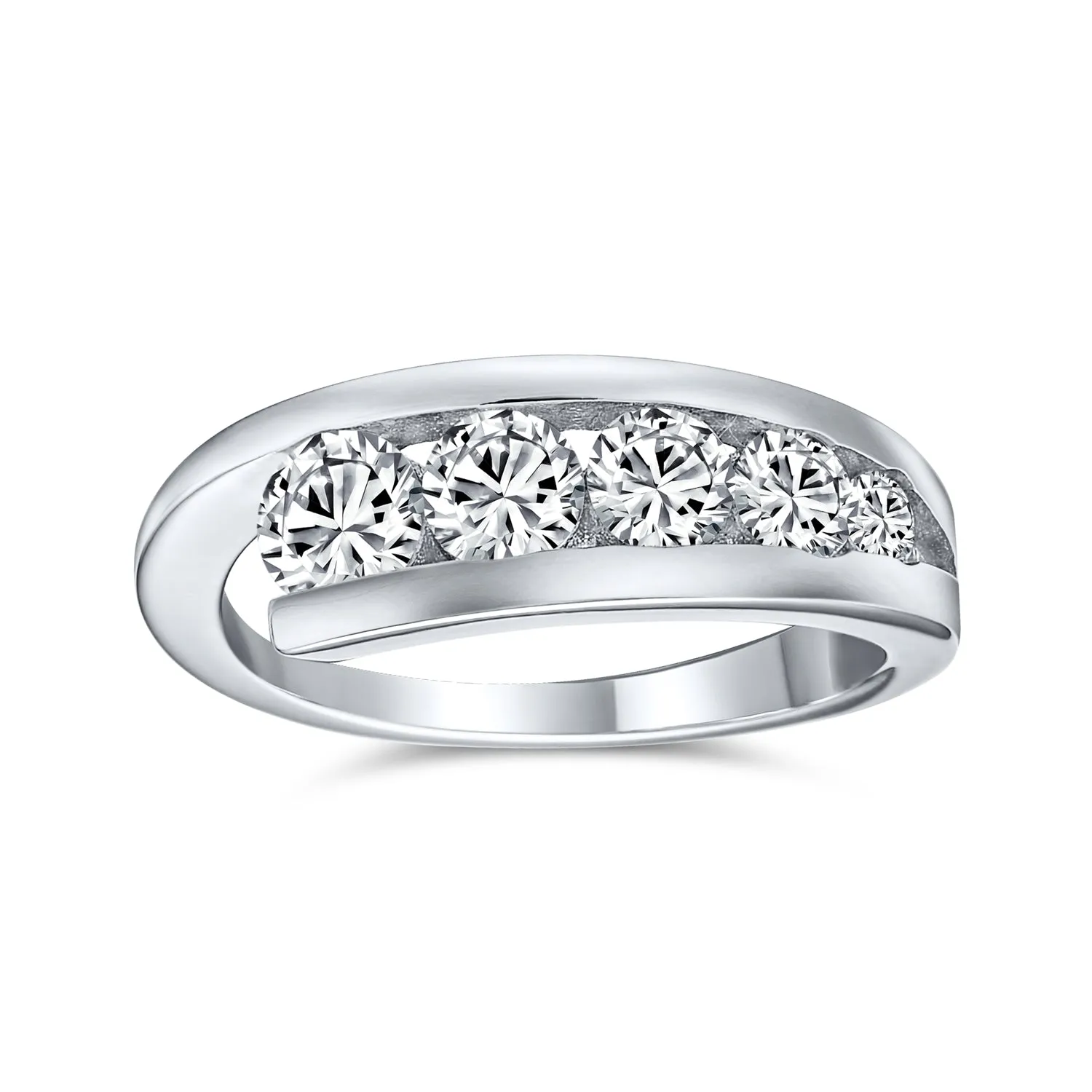 Modern Bride CZ Cocktail Statement Ring: Sterling Silver Anniversary Band