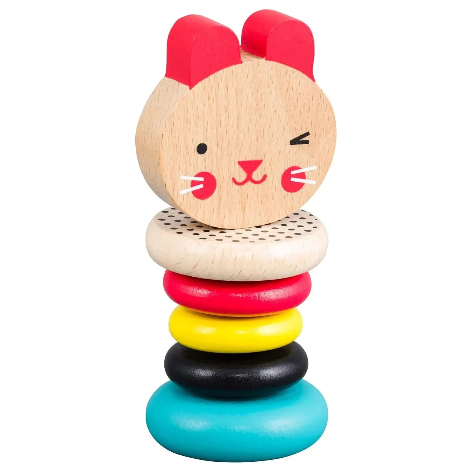 Modern Bunny Wooden Rattle Baby Toddler Toy Clutch Grasp