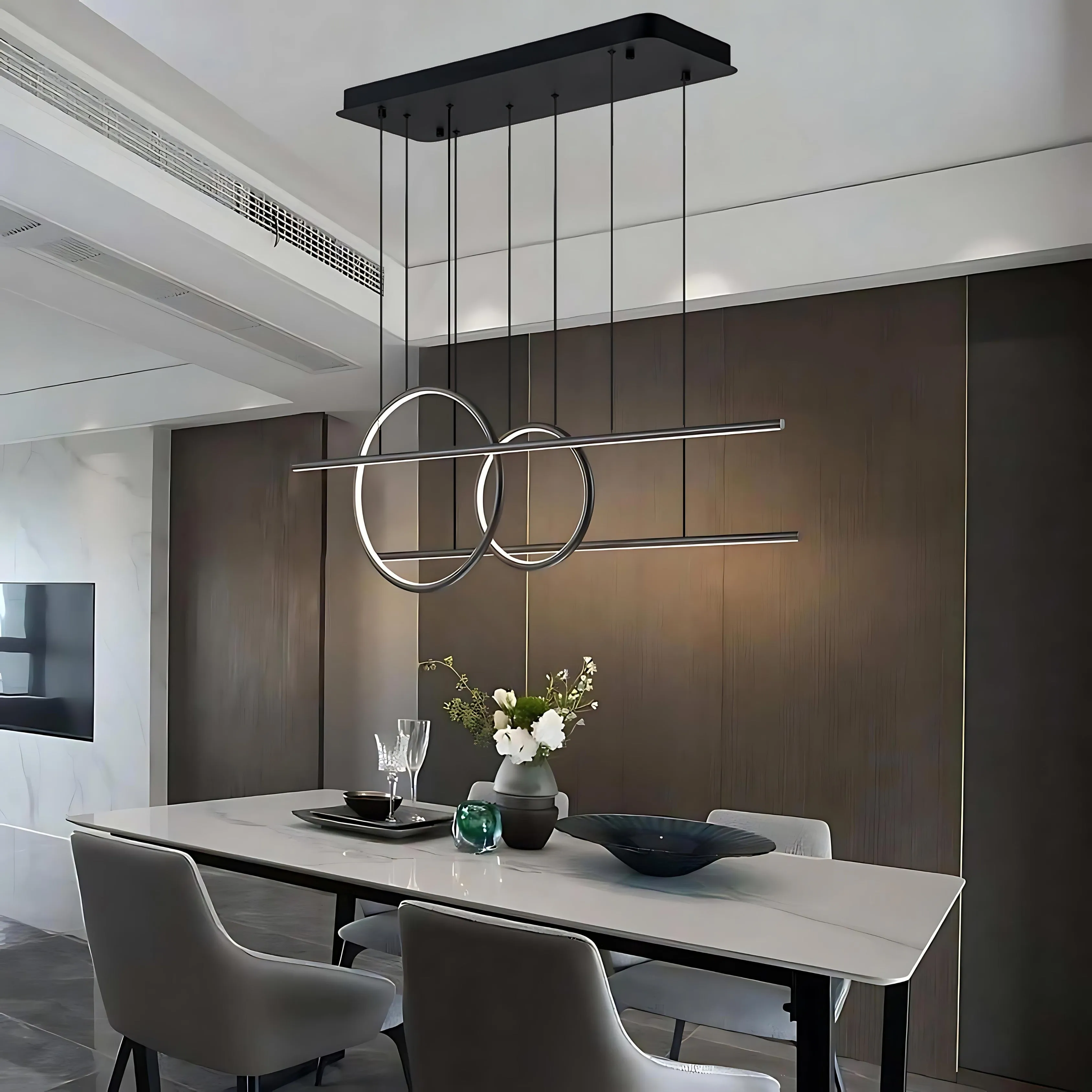 Modern Chandelier LED Light Linear Suspension