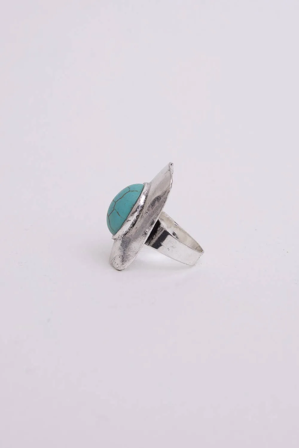 Modern Style Adjustable Turquoise Silver Ring